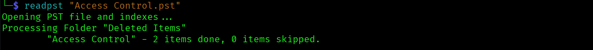 readpst converting Access Control.pst to mbox format